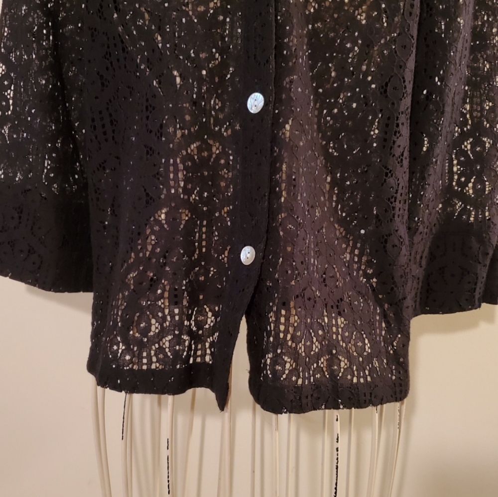 Ruby Rd. Lace Button Down Top - Picture 2 of 10